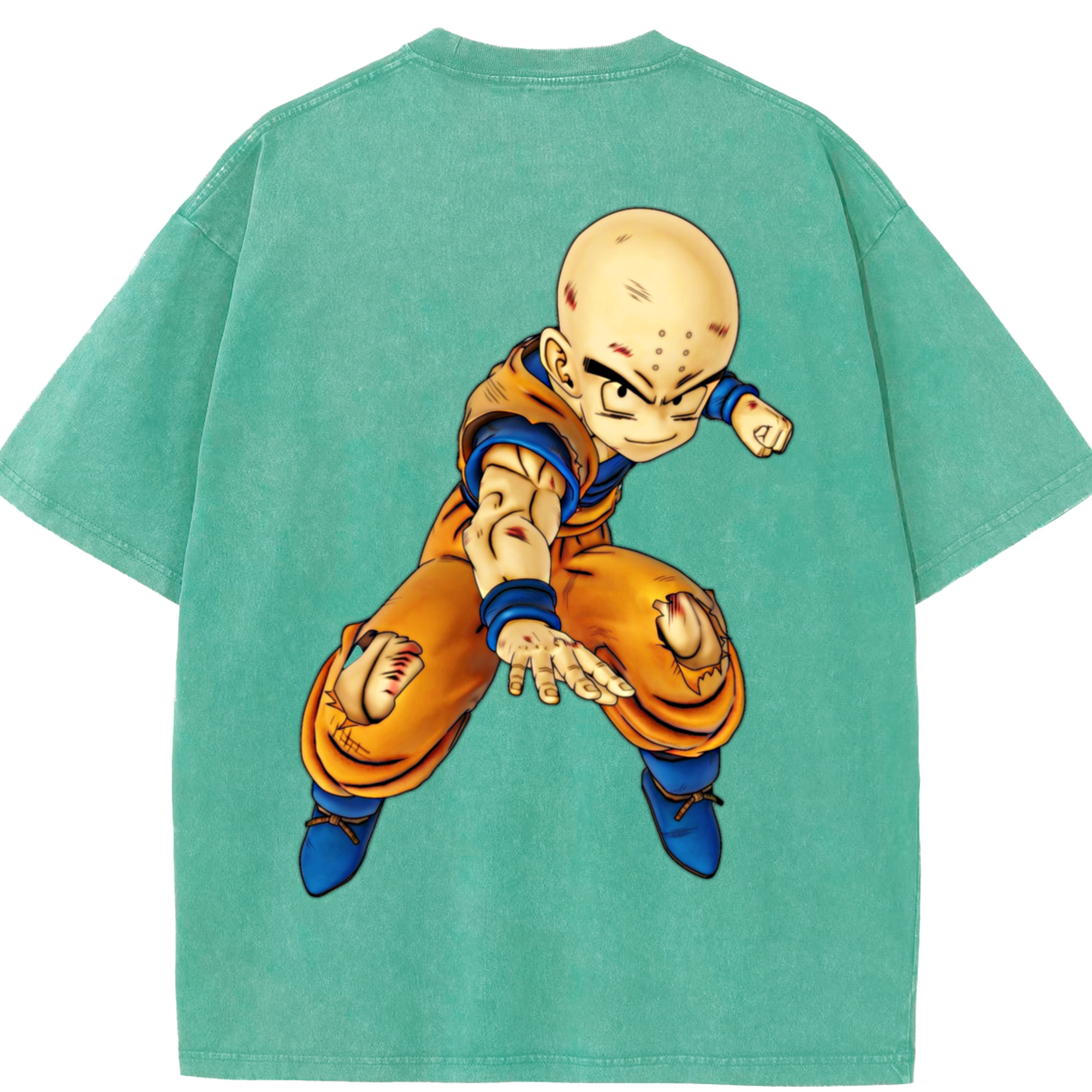 （画像用） ドラゴンボール クリリン DRAGON BALL krillin 綿100% ヴィンテージ風 半袖Tシャツ（背面プリント）